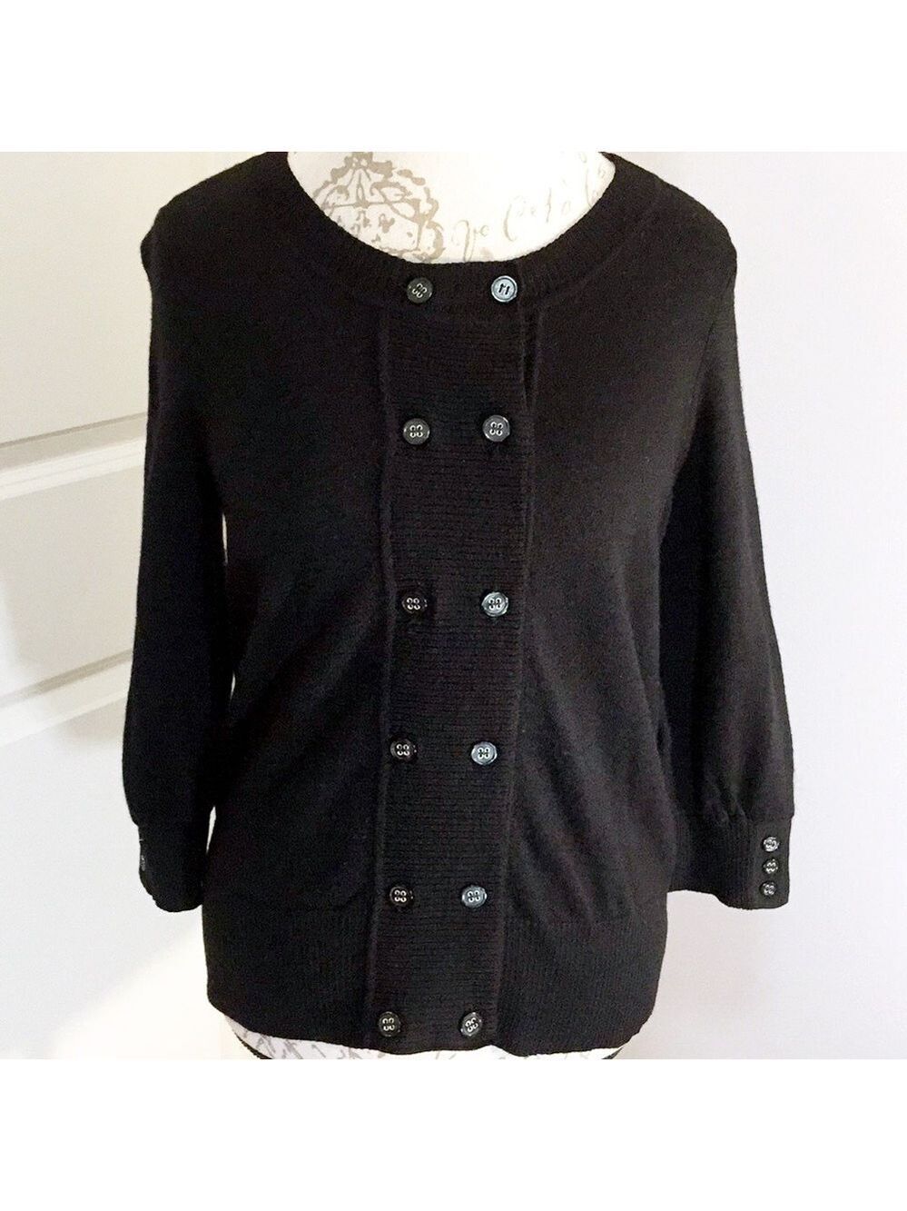 SARAH SPENCER Italian Merino Wool Cardigan - Black - Sarah Spencer